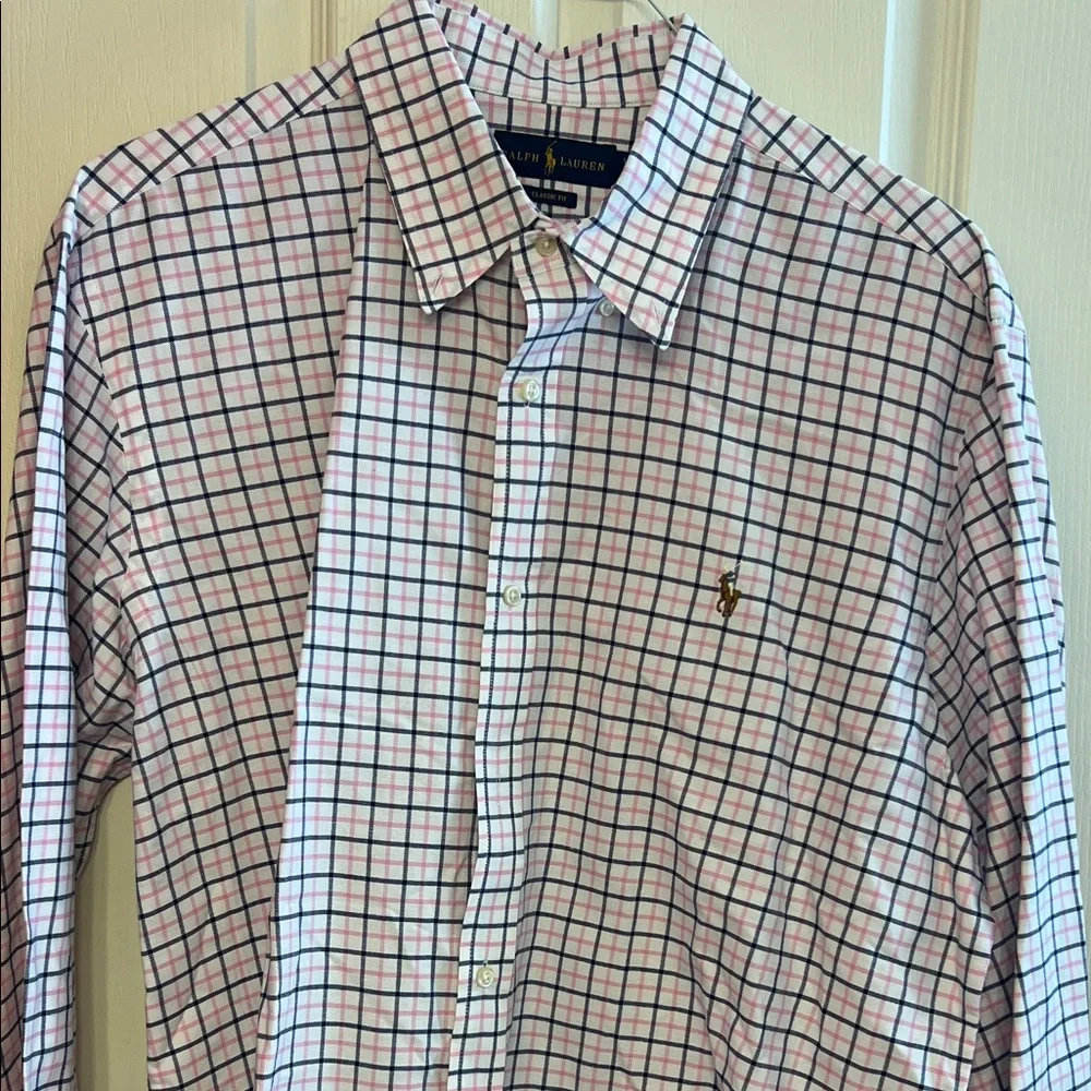 Ralph Lauren Pink, Navy & White Plaid Button-Down Shirt - Picture 3 of 8